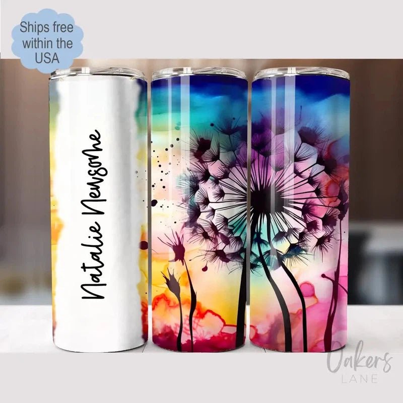 Dandelion Alcohol Ink Personalized Tumbler - Oakers Lane