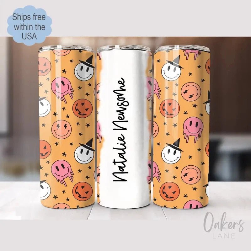 Halloween Smiley Face Personalized Tumbler - Oakers Lane