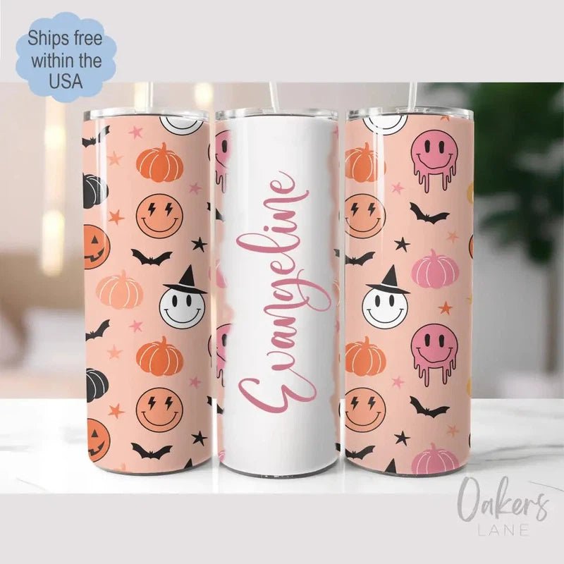 Halloween Smiley Face Personalized Tumbler - Oakers Lane