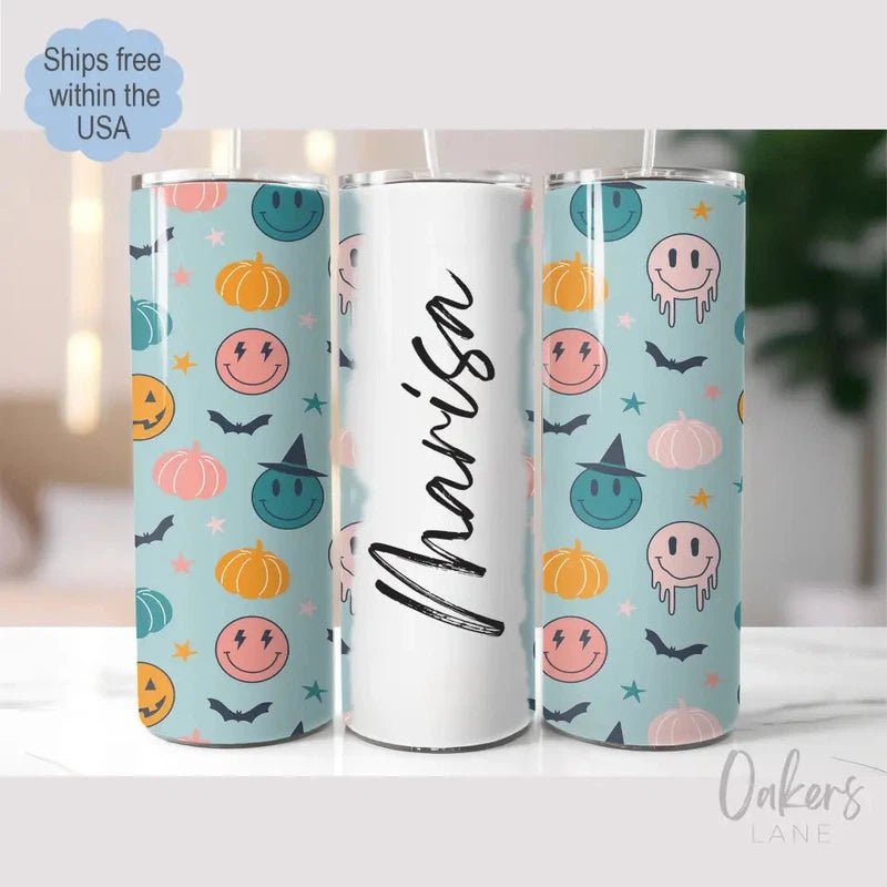 Halloween Smiley Face Personalized Tumbler - Oakers Lane