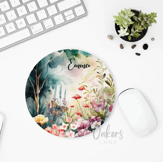 Personalized Flowers & Butterfly Mousepad - Oakers Lane