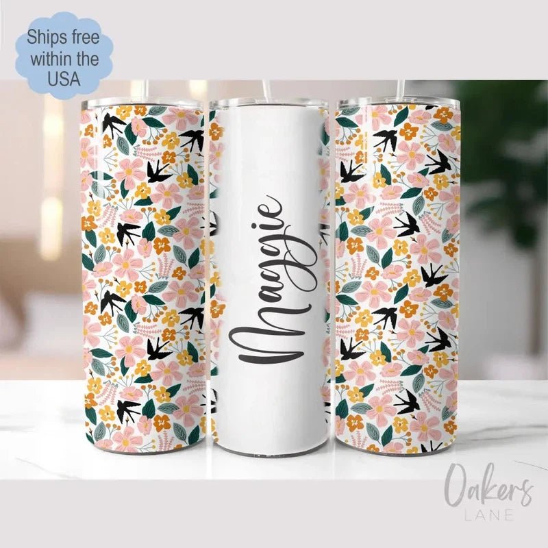 Personalized Wild Garden Floral Tumbler - Oakers Lane