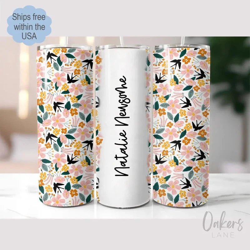 Personalized Wild Garden Floral Tumbler - Oakers Lane