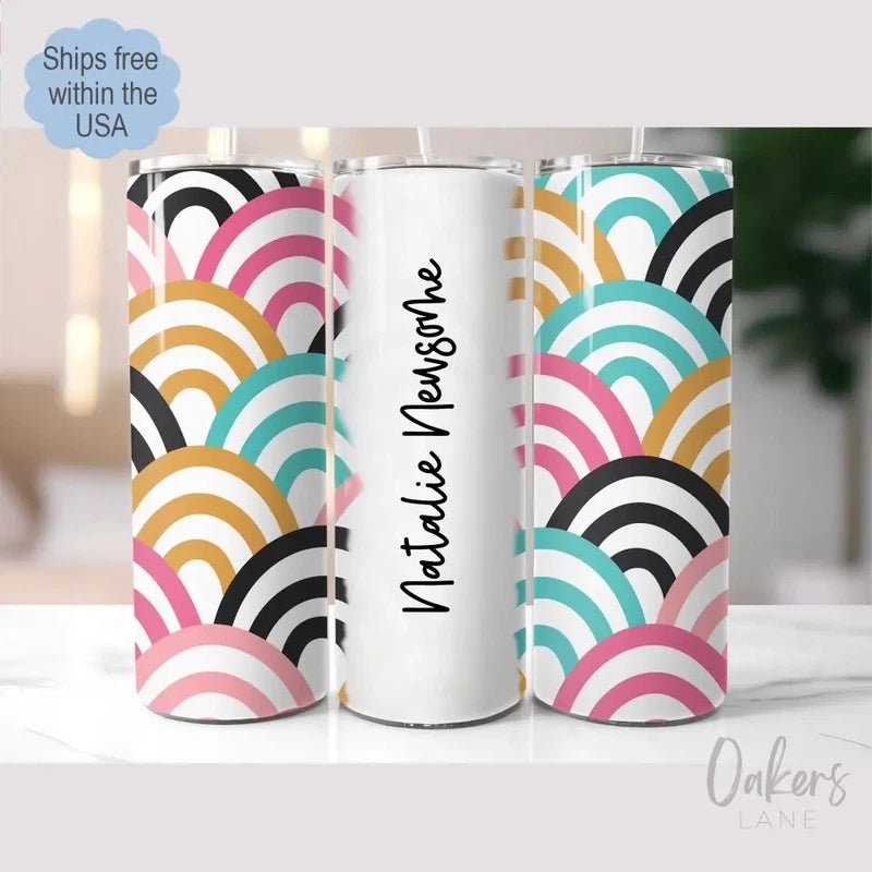 Rainbow Swirls Personalized Tumbler - Oakers Lane