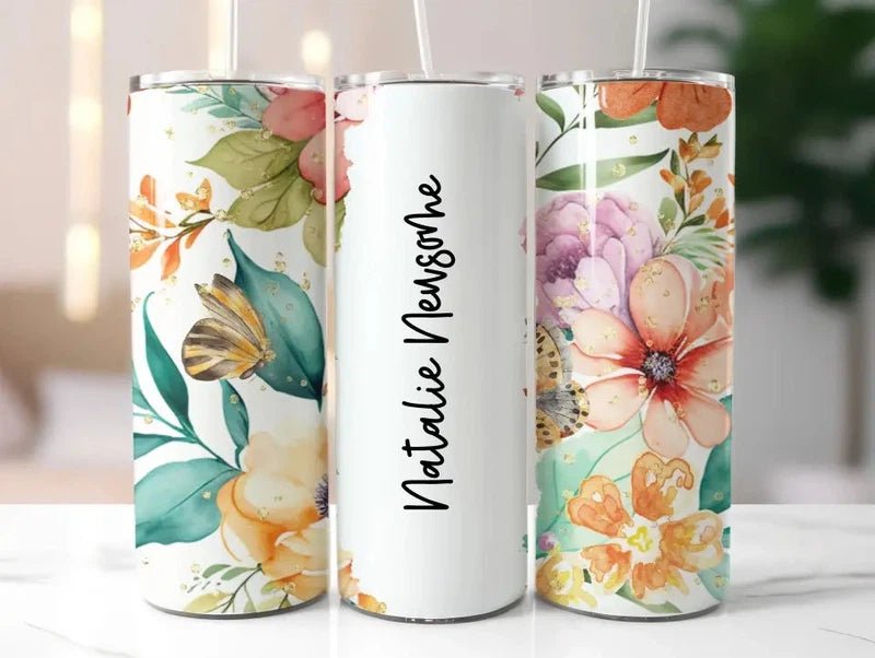 Spring Floral Personalized Tumbler - Oakers Lane