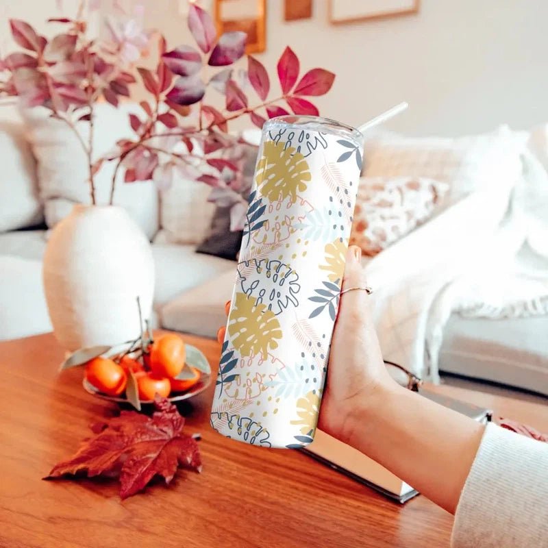 Tropical Floral Personalized Skinny Tumbler - Oakers Lane