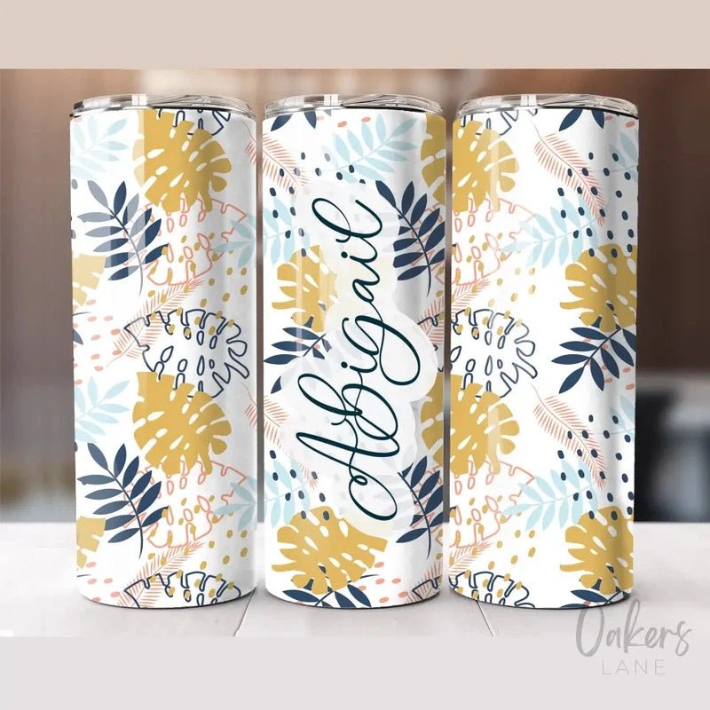 Tropical Floral Personalized Skinny Tumbler - Oakers Lane